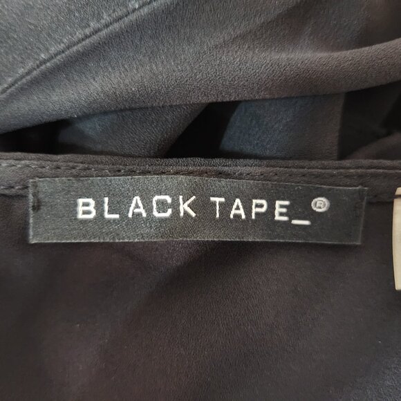 Black Tape Asymmetrical Maxi Dress Sheer Layer and Train Fairy Gala evening sz M - Picture 4 of 5